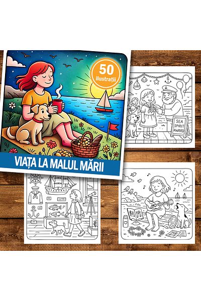 Legendary Gifts Mini coloring book, 50 illustrations Life at the Seaside, 106 pages