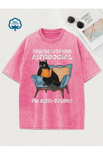 Touz Moda Δεν είμαι αντιοικονομικός εμπριμέ που πλένεται Vintage Unisex Oversize T-Shirt