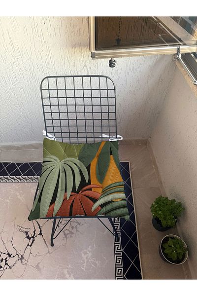 yok yok evim eve dair her şey 9 Puntal Embroidery Effect Patterned Fluffy Living Room Balcony Garden Kitchen Chair Cushion