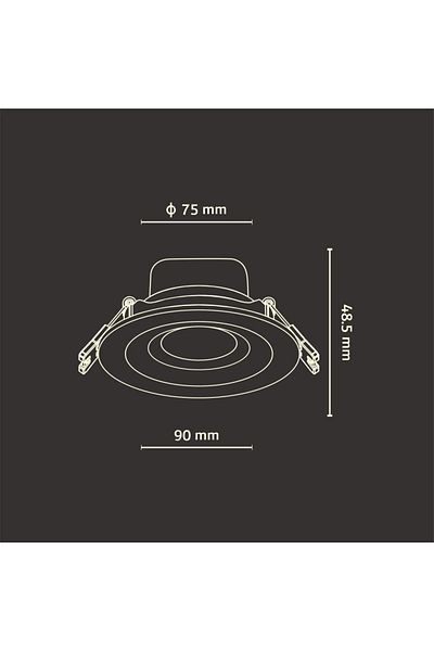 pesca LED Downlight - 7W 3000K - Dimming Angle 38° - Cut-Out Area 75mm - White with Black