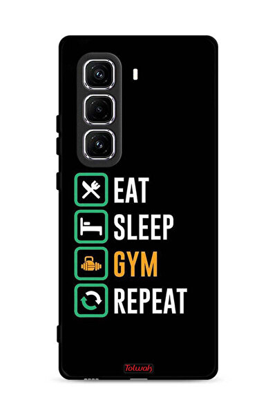 Tolwak غطاء حماية لهاتف Infinix Hot 50 Pro Plus 4G، Eat Sleep Gym Repeat