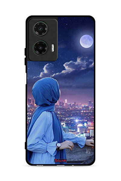 Tolwak غطاء حماية لهاتف موتورولا موتو جي 35 5G بطبعة فتاة محجبة تنظر إلى القمر