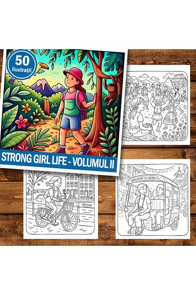 Legendary Gifts Mini coloring book, 50 illustrations Strong Girl Life - Volume II, 106 pages