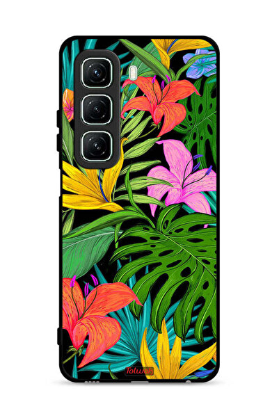 Tolwak غطاء حماية لهاتف Infinix Hot 50 5G بنقشة زهور استوائية وأوراق شجر