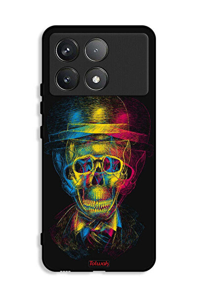 Tolwak غطاء حماية لهاتف شاومي ريدمي K70E 5G بتصميم جمجمة وقبعة ملونة وفن خيالي