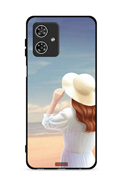 Tolwak غطاء حماية لهاتف موتورولا موتو جي 54 5G بطبعة قبعة فتاة واقفة