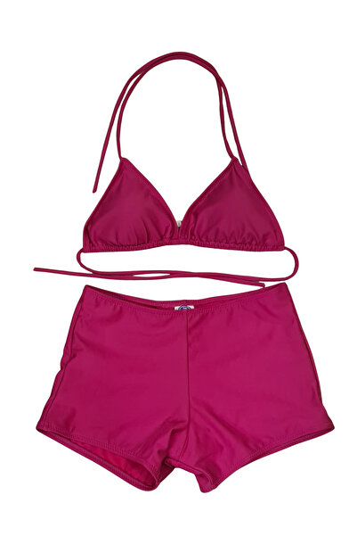 Glowzia Pink Women's Triangle Shorts Bikini Set