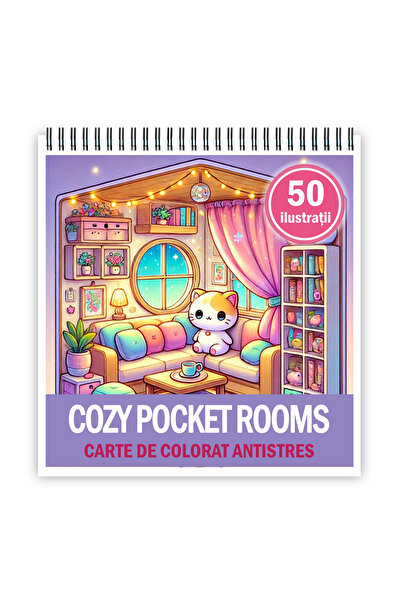 Legendary Gifts Carte de colorat antistres, 50 de imagini Cozy Pocket Rooms, ...
