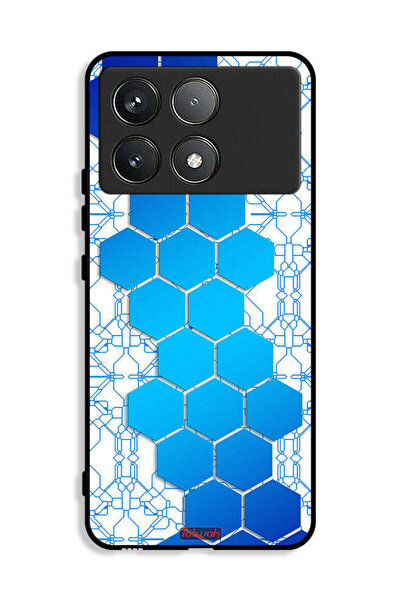 Tolwak غطاء حماية لهاتف Xiaomi Poco X6 Pro 5G بنمط شبكة أيقونات سداسية الشكل