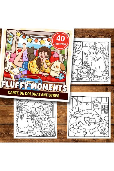 Legendary Gifts Mini coloring book, 40 Fluffy Moments illustrations, 86 pages