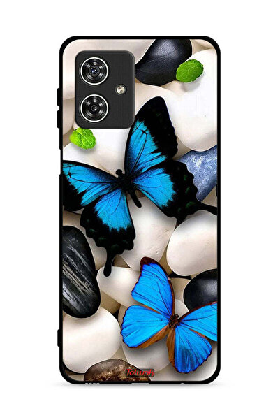 Tolwak غطاء حماية لهاتف موتورولا موتو جي 54 5G بنقشة فراشات على أحجار