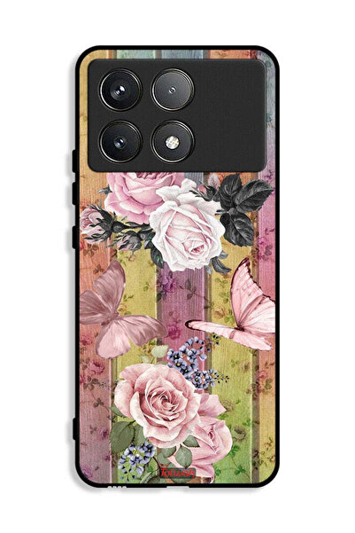 Tolwak Xiaomi Redmi K70E 5G Protective Case Cover Peach Butterflies And Roses