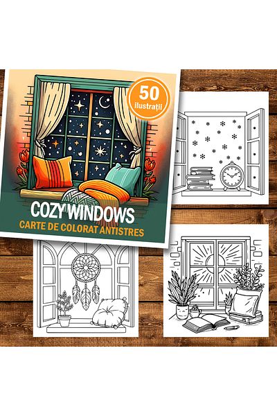 Legendary Gifts Mini coloring book, 50 Cozy Windows illustrations, 106 pages