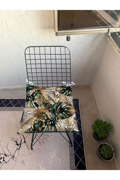 yok yok evim eve dair her şey 9 Puntal Tropical Patterned Fluffy Living Room Balcony Garden Kitchen Chair Cushion