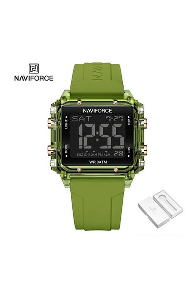 Naviforce Trendy Green Transparent Digital Sports Watch for Women with Silicone Strap
