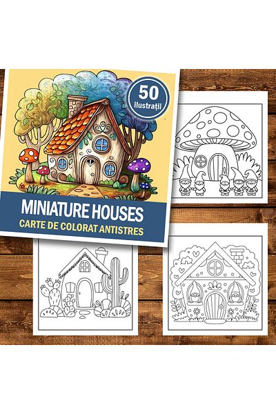 Legendary Gifts Mini coloring book, 50 Miniature Houses illustrations, 106 pages