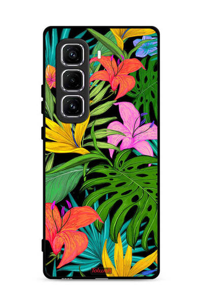 Tolwak غطاء حماية لهاتف Infinix Hot 50 Pro Plus 4G بنقشة زهور استوائية وأوراق شجر