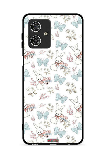 Tolwak غطاء حماية لهاتف موتورولا موتو جي 54 5G بطبعة أرنب وفراشات