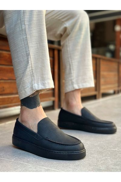 BOA Ba0241 Laceless Black Sole Leather Men's Shoes