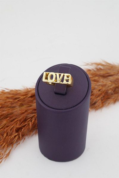 By Zeyna Aksesuar Adjustable Unnumbered Love Written Ring