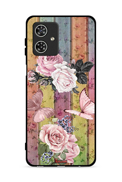 Tolwak غطاء حماية لهاتف موتورولا موتو جي 54 5G بنقشة فراشات الخوخ والورود