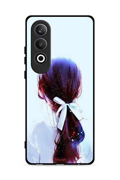 Tolwak غطاء حماية لهاتف OnePlus Nord CE4 5G بتصميم ربطة شعر مع رباط شعر وفن فتاة
