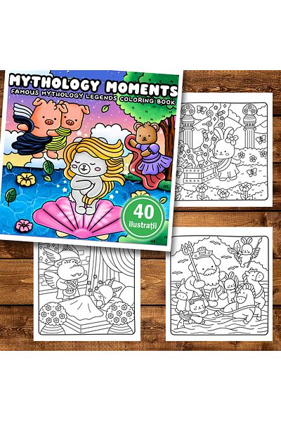 Legendary Gifts Mini coloring book, 40 Mythology Moments illustrations, 86 pages