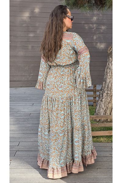 Park Moda Indian Silk Dress Ivy Flower Pattern