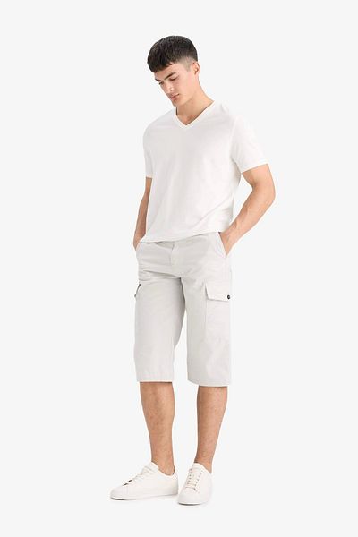 DeFacto E5363 Gray 100% Cotton Regular Fit Capri