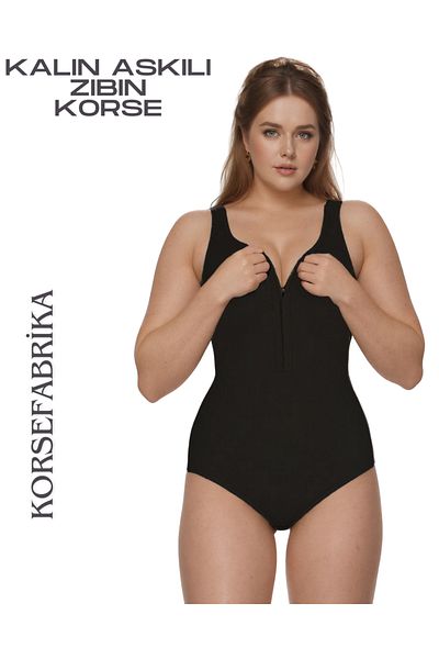 KORSEFABRİKA Thick Strap Snap Fastener Slimming Recovery Bodysuit Corset