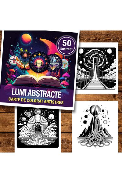 Legendary Gifts Mini coloring book for relaxation and anti-stress, 50 Abstract Worlds illustrations, 106 pages