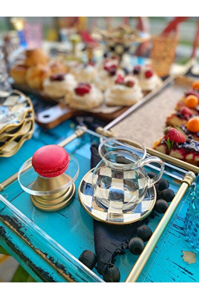 HİD DESIGN Kahve Yanı Lokumluk Pleksi Mat Gold ( 2 Adet)