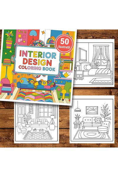 Legendary Gifts Mini coloring book for relaxation and anti-stress, 50 illustrations Hygge Interior Design, 106 pages