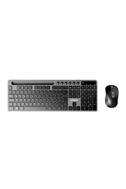 Everest KM-730 Gri/Siyah Kablosuz Q Multimedia Klavye + Mouse Set