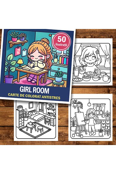 Legendary Gifts Mini coloring book, 50 Girl Room illustrations, 106 pages