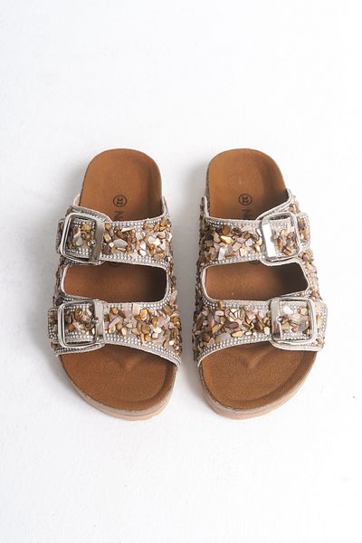 Mini Angel Double Buckle Stone Decoration Slippers Stylish and Casual Stone Slippers Comfortable Slippers