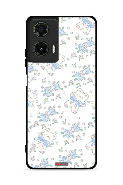 Tolwak غطاء حماية لهاتف موتورولا موتو جي 35 5G، مزين برسومات دب تيدي لطيف وزهور