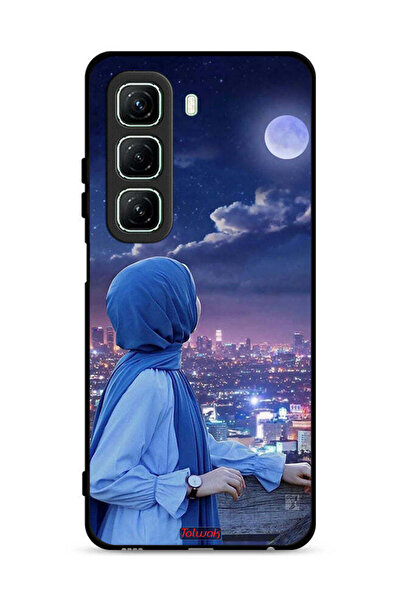 Tolwak غطاء حماية لهاتف Infinix Hot 50 5G بطبعة فتاة محجبة تنظر إلى القمر