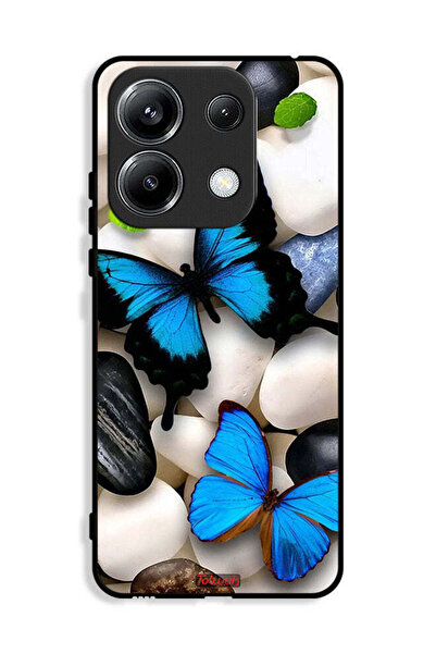 Tolwak غطاء حماية لهاتف Xiaomi Poco M6 Pro 4G بنقشة فراشات على الحجارة