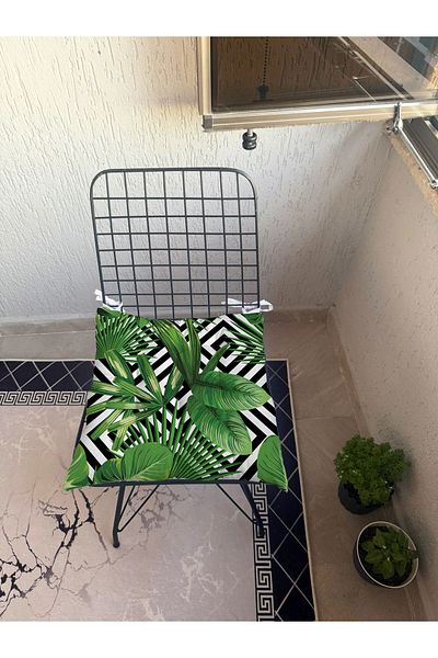 yok yok evim eve dair her şey 9 Puntal Tropical Patterned Fluffy Living Room Balcony Garden Kitchen Chair Cushion