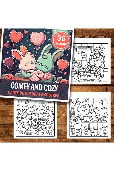 Legendary Gifts Carte de colorat antistres, 36 de imagini Comfy and Cozy, 78 pagini