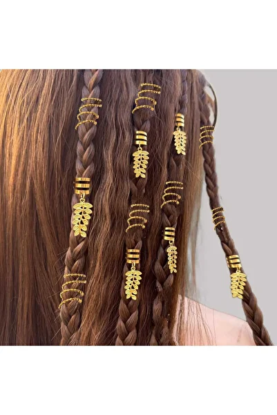 Bacoss Bohemian Hair Ring-Hair Earring Spiral + Mattress Model 10-Piece Hair Charms (Bc-1224)
