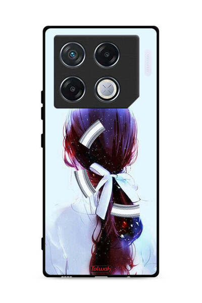 Tolwak غطاء حماية لهاتف Infinix GT 20 Pro 5G بتصميم ربطة شعر مع رباط شعر وفن ...