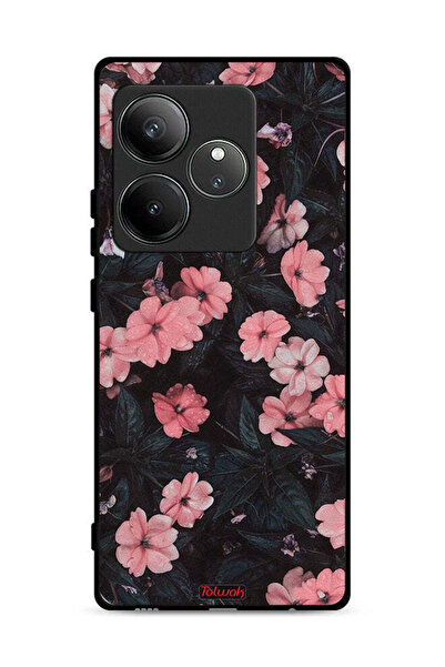 Tolwak غطاء حماية لهاتف Realme GT Neo6 SE 5G - لون الخوخ والورود الصغيرة