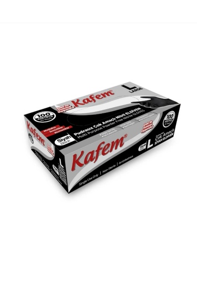 EbuKar Kafem Çok Amaçlı Siyah Nitril Eldiven (L) 100 Lü