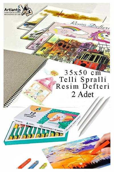 Artlantis 12 لونًا من أقلام الباستيل من أديل مقاس 35 × 50 سم دفتر رسم بقلم ال...