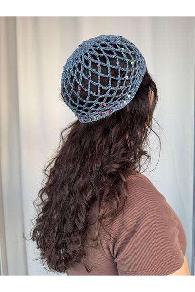 A&D HANDMADE EL ÖRGÜSÜ FİLE BERE ŞAPKA>PUL DETAYLI FİLE ŞAPKA>SAÇ AKSESUARI