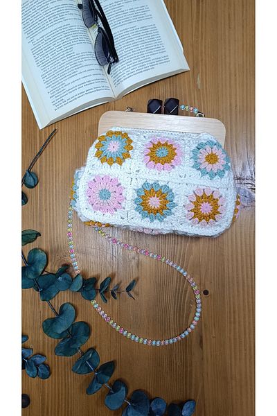 Dilek Yıldırım Hand Knitted Motif Shoulder Hand Bag