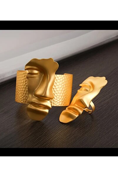 Enanice Face Mask Design Bracelet Ring Set