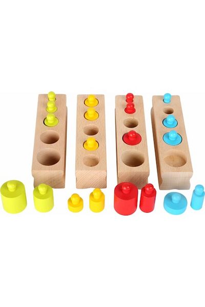 Picodino Montessori Cylinders Set, painted wood, multicolor